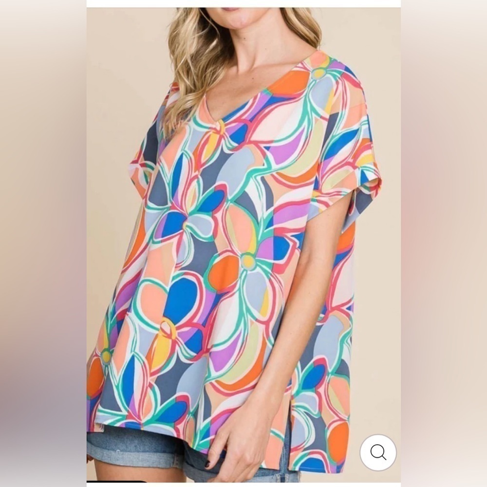 Cotton Bleu Gina v neck top size Medium - Picture 5 of 9